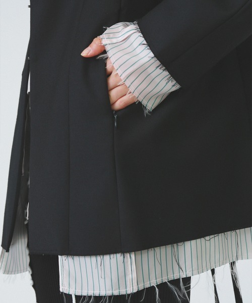 soduk(スドーク)の「【soduk】invisible zip jacket(テーラードジャケット・レディース・ブラック/ベージュ・ONE SIZE)」の10枚目の写真