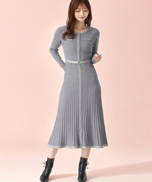 MISCH MASCH（ミッシュマッシュ）の「2025秋冬新作 ラメ配色ニットワンピース（ワンピース・レディース・ブラック/ブルー/グレー・ﾌﾘ-）」の3枚目の写真