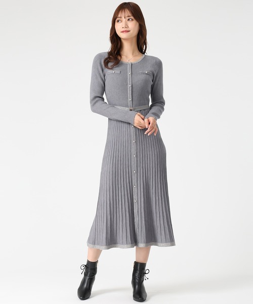 MISCH MASCH（ミッシュマッシュ）の「2025秋冬新作 ラメ配色ニットワンピース（ワンピース・レディース・ブラック/ブルー/グレー・ﾌﾘ-）」の4枚目の写真