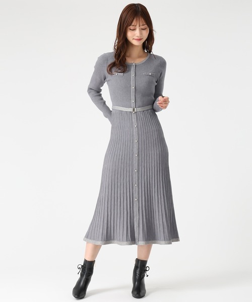 MISCH MASCH（ミッシュマッシュ）の「2025秋冬新作 ラメ配色ニットワンピース（ワンピース・レディース・ブラック/ブルー/グレー・ﾌﾘ-）」の5枚目の写真