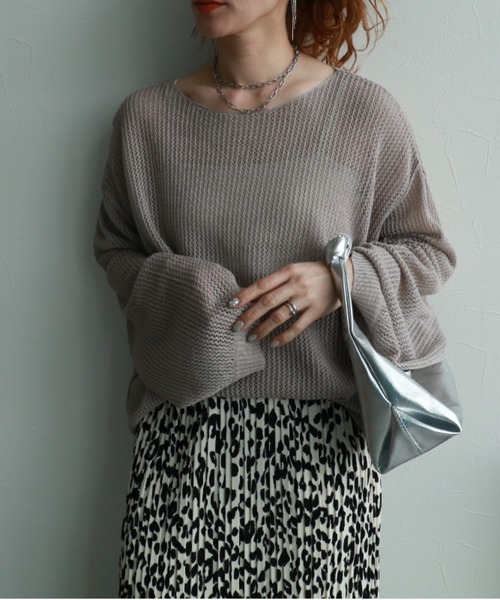 zena（ジェナ）の「メッシュ編みシャイニーラメ透かしニット（ニット/セーター・レディース・ブラック/ブラウン/グレー/ピンク・FREE）」の16枚目の写真