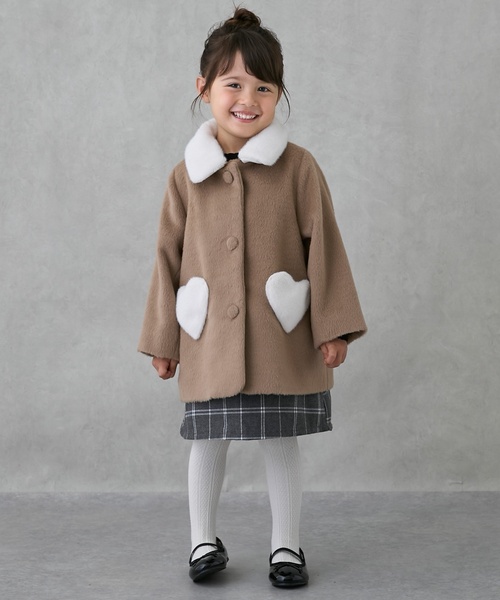 セール】【洗える】ファー衿ハートポケットコート（その他アウター