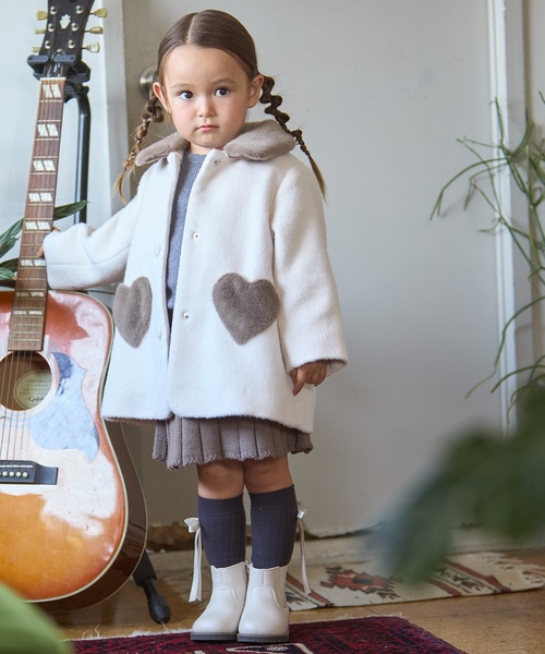 petit main（プティマイン）の「【洗える】ファー衿ハートポケットコート（その他アウター・キッズ・ベージュ/アイボリー/グレー・100cm/110cm/90cm/120cm/130cm/80ｃｍ）」の4枚目の写真