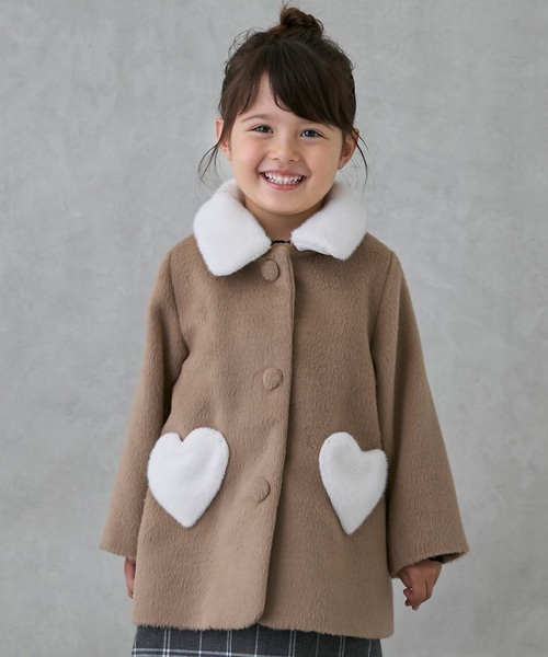 セール】【洗える】ファー衿ハートポケットコート（その他アウター