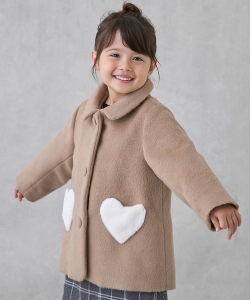 petit main（プティマイン）の「【洗える】ファー衿ハートポケットコート（その他アウター・キッズ・ベージュ/アイボリー/グレー・100cm/110cm/90cm/120cm/130cm/80ｃｍ）」の7枚目の写真