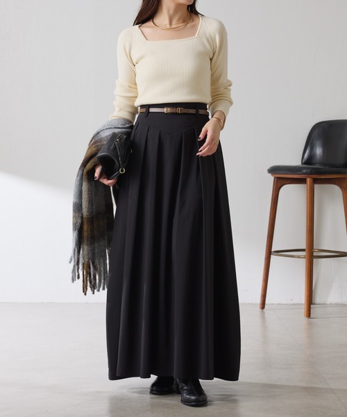 COLLAGE GALLARDAGALANTE（コラージュガリャルダガランテ）の「ボリュームフレアスカート/WEB限定カラー展開（スカート・レディース・グリーン/オフホワイト/ブラック・FREE）」の14枚目の写真