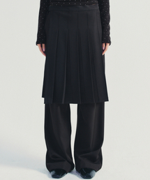 NICK&NICOLE | LAYERED PLEATS WRAP SKIRT_BLACK(スカート)