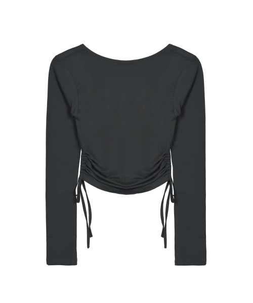 NICK&NICOLE(ニックアンドニコール)の「LABEL STRING SLIM LONG SLEEVE TOP_CHARCOAL(Tシャツ/カットソー・レディース・その他・FREE)」の5枚目の写真