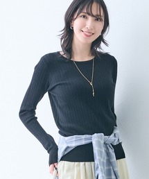 高身長 肌ざわりなめらか 袖丈たっぷりワイドリブトップス (トールサイズ)