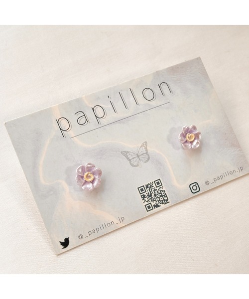 tone（トーン）の「【papillon】お花ピアス(MA)（ピアス（両耳用）・レディース・パープル・FREE）」の2枚目の写真