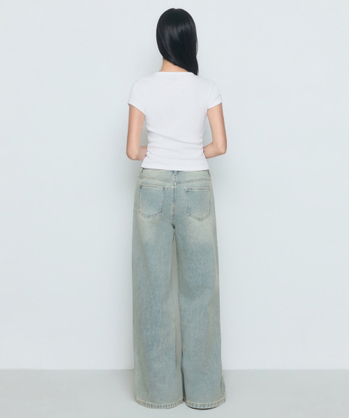 MUSINSA STANDARD WOMAN（ムシンサスタンダードウーマン）の「ウィメンズワイドトラペーズデニムパンツ[イエロースカイブルー]（デニムパンツ・レディース・その他・30/24/25/26/27/28/29）」の3枚目の写真