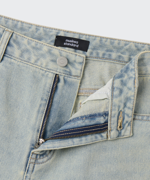 MUSINSA STANDARD WOMAN（ムシンサスタンダードウーマン）の「ウィメンズワイドトラペーズデニムパンツ[イエロースカイブルー]（デニムパンツ・レディース・その他・30/24/25/26/27/28/29）」の4枚目の写真