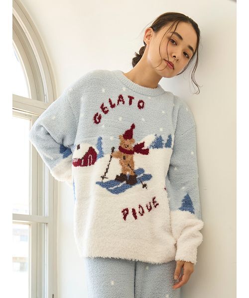 セール】【HOLIDAY】スキーベアジャガードプルオーバー（ルームウェア