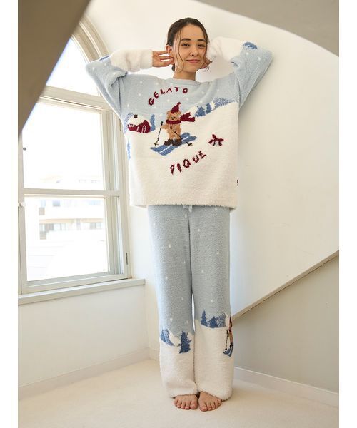 ジェラートピケパジャマ上下セット HOLIDAY gelato pique（ジェラートピケ）の「【HOLIDAY】スキーベアジャガード
