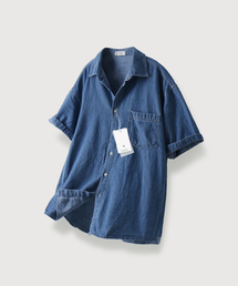 MOOD INSIDE（ムードインサイド）の「ミューズデニムハーフシャツ_ディープブルー（シャツ/ブラウス）」