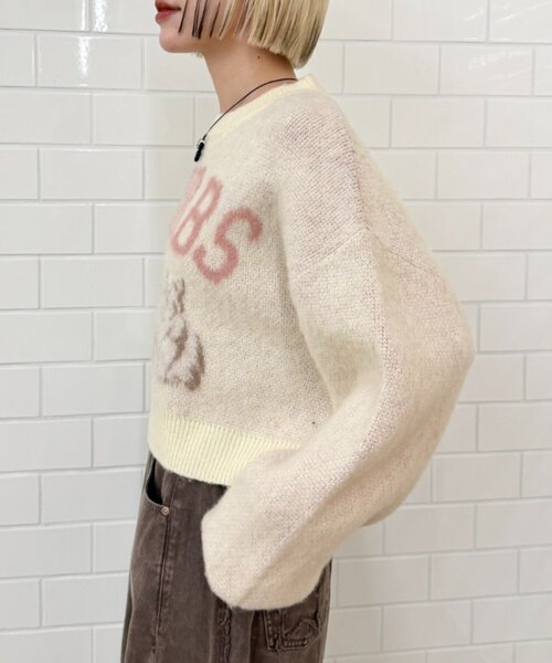 w closet（ダブルクローゼット）の「DOGショートニット（ニット/セーター・レディース・ブルー/カーキ/アイボリー/グレー・FREE）」の5枚目の写真