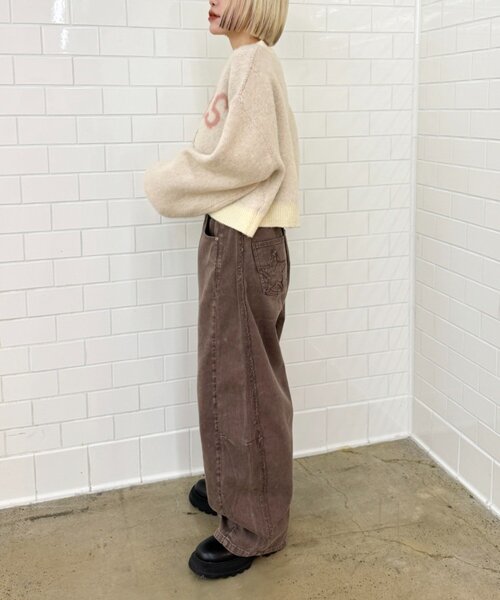 w closet（ダブルクローゼット）の「DOGショートニット（ニット/セーター・レディース・ブルー/カーキ/アイボリー/グレー・FREE）」の9枚目の写真