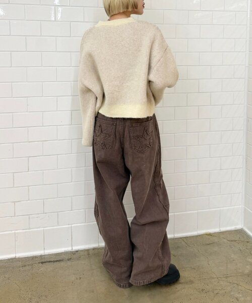 w closet（ダブルクローゼット）の「DOGショートニット（ニット/セーター・レディース・ブルー/カーキ/アイボリー/グレー・FREE）」の10枚目の写真