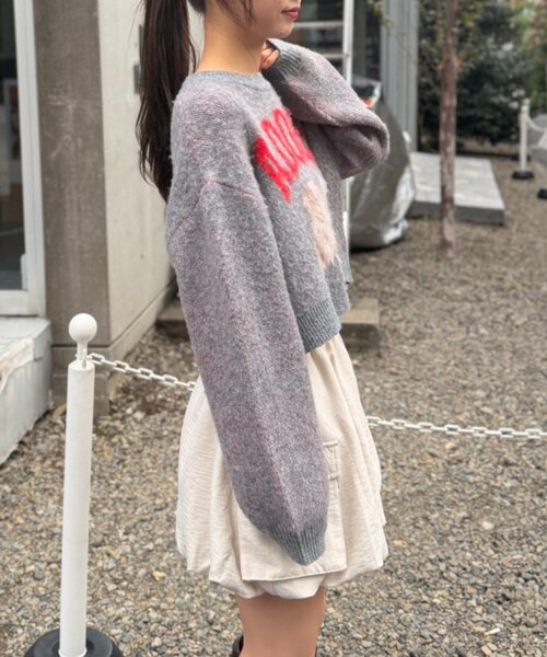 w closet（ダブルクローゼット）の「DOGショートニット（ニット/セーター・レディース・ブルー/カーキ/アイボリー/グレー・FREE）」の14枚目の写真