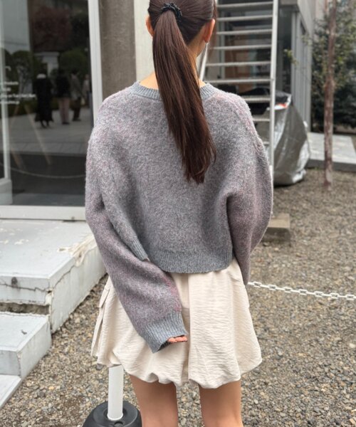 w closet（ダブルクローゼット）の「DOGショートニット（ニット/セーター・レディース・ブルー/カーキ/アイボリー/グレー・FREE）」の15枚目の写真