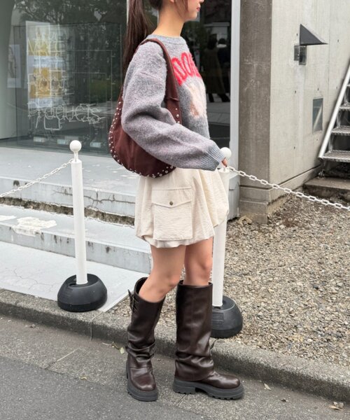 w closet（ダブルクローゼット）の「DOGショートニット（ニット/セーター・レディース・ブルー/カーキ/アイボリー/グレー・FREE）」の18枚目の写真