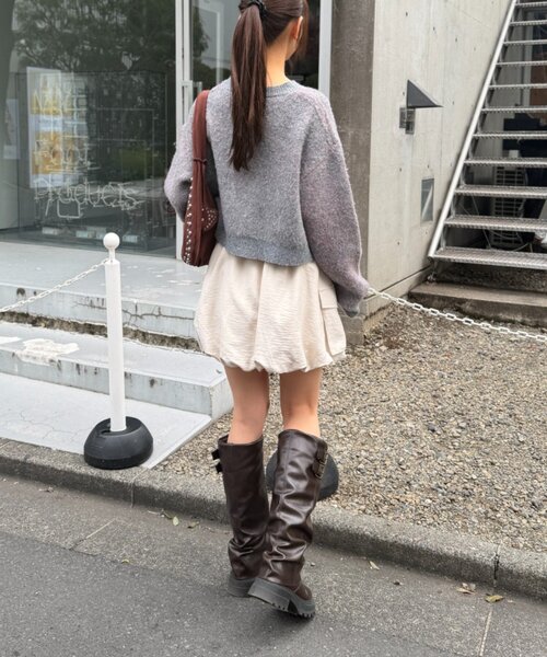 w closet（ダブルクローゼット）の「DOGショートニット（ニット/セーター・レディース・ブルー/カーキ/アイボリー/グレー・FREE）」の19枚目の写真