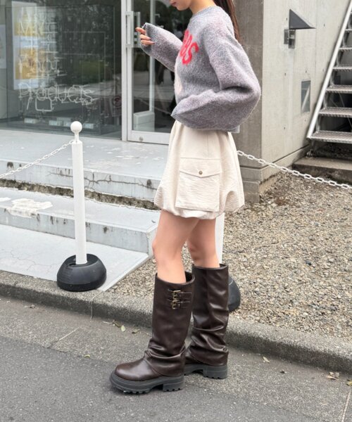 w closet（ダブルクローゼット）の「DOGショートニット（ニット/セーター・レディース・ブルー/カーキ/アイボリー/グレー・FREE）」の20枚目の写真