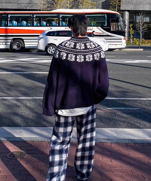 CERCA（チェルカ）の「【NOWLE】ウィンター レトロ ノルディック柄 プルオーバー ニット（ニット/セーター・メンズ・オフホワイト/ネイビー・X-LARGE/MEDIUM/LARGE）」の14枚目の写真