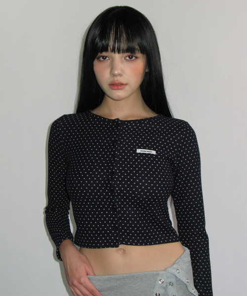 ドット起毛カーディガン_ネイビー（カーディガン/ボレロ）｜CRANK