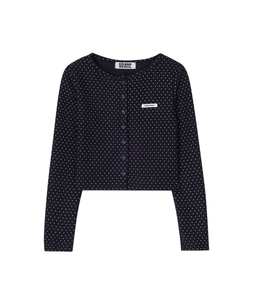 セール】ドット起毛カーディガン_ネイビー（カーディガン/ボレロ