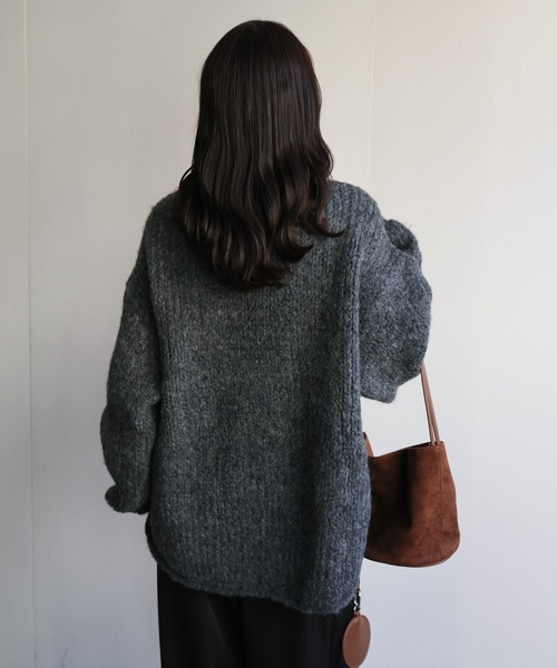 ap retro（アプレトロ）の「ウールブレンドラウンドスリットニット（ニット/セーター・レディース・ブラウン/チャコール/パープル/オレンジ/ライトベージュ・FREE）」の15枚目の写真