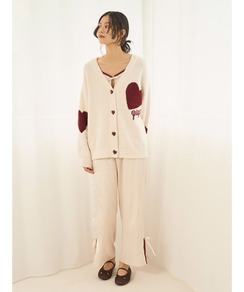 ジェラートピケ　万博限定　カーディガン ONLINE限定】【UNISEX】ハートジャガードカーディガン（ルームウェア