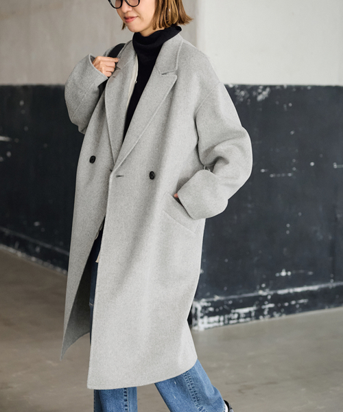 FRAMeWORK（フレームワーク）の「≪追加≫SUPER160'sダブルブレストコート 4（チェスターコート・レディース・チャコールグレー/モカ/ネイビー/ライトグレー・36/38）」の2枚目の写真