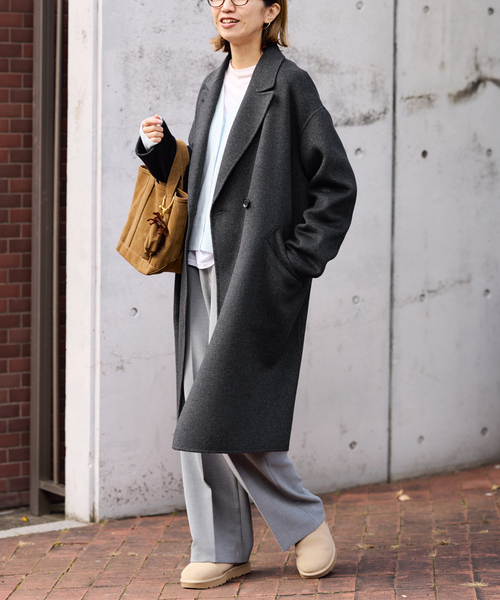 FRAMeWORK（フレームワーク）の「≪追加≫SUPER160'sダブルブレストコート 4（チェスターコート・レディース・チャコールグレー/モカ/ネイビー/ライトグレー・36/38）」の6枚目の写真