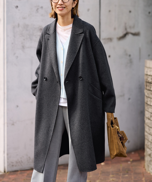 FRAMeWORK（フレームワーク）の「≪追加≫SUPER160'sダブルブレストコート 4（チェスターコート・レディース・チャコールグレー/モカ/ネイビー/ライトグレー・36/38）」の9枚目の写真