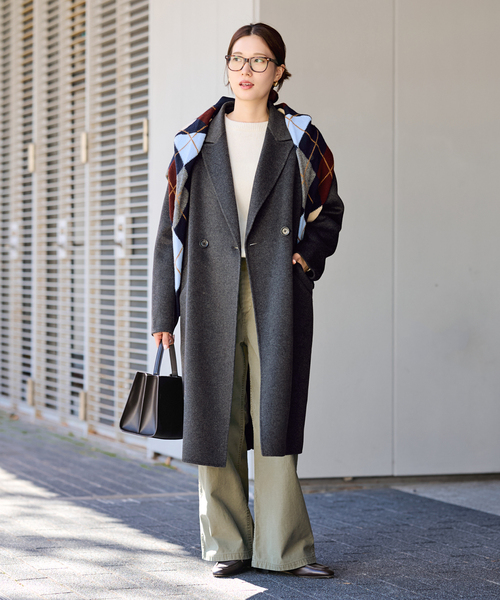 FRAMeWORK（フレームワーク）の「≪追加≫SUPER160'sダブルブレストコート 4（チェスターコート・レディース・チャコールグレー/モカ/ネイビー/ライトグレー・36/38）」の15枚目の写真