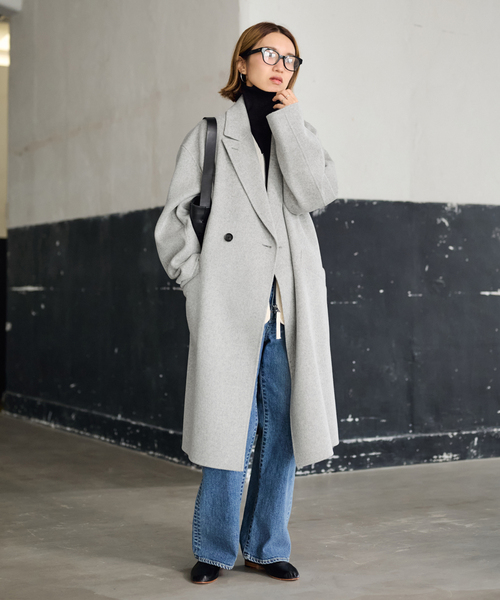 FRAMeWORK（フレームワーク）の「≪追加≫SUPER160'sダブルブレストコート 4（チェスターコート・レディース・チャコールグレー/モカ/ネイビー/ライトグレー・36/38）」の18枚目の写真