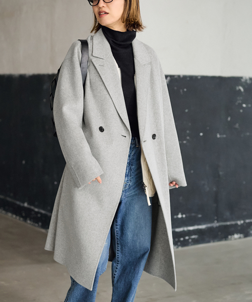 FRAMeWORK（フレームワーク）の「≪追加≫SUPER160'sダブルブレストコート 4（チェスターコート・レディース・チャコールグレー/モカ/ネイビー/ライトグレー・36/38）」の21枚目の写真