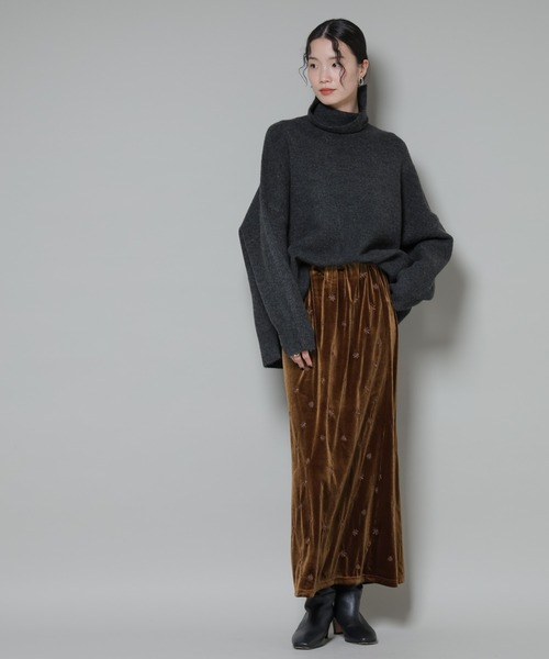 NANO universe（ナノユニバース）の「刺繍ベロアカットナロースカート(セットアップ可)（スカート・レディース・ブラック/ブラウン/ベージュ・FREE）」の20枚目の写真