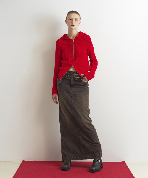 AOPT(アオプト)の「KNIT HOODIE ZIP-UP - RED(パーカー・レディース・その他・SMALL/MEDIUM)」の2枚目の写真