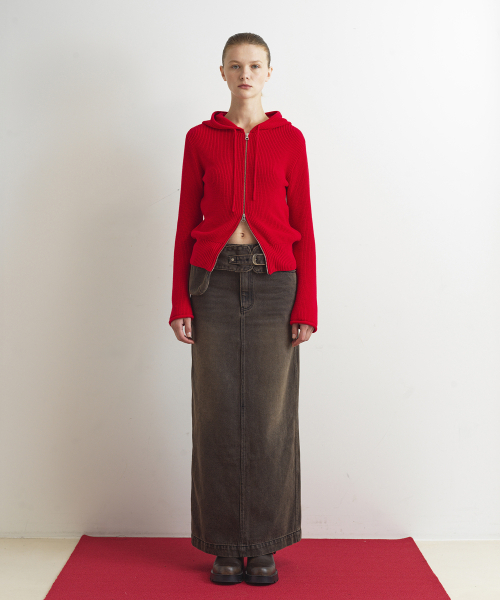 AOPT(アオプト)の「KNIT HOODIE ZIP-UP - RED(パーカー・レディース・その他・SMALL/MEDIUM)」の3枚目の写真