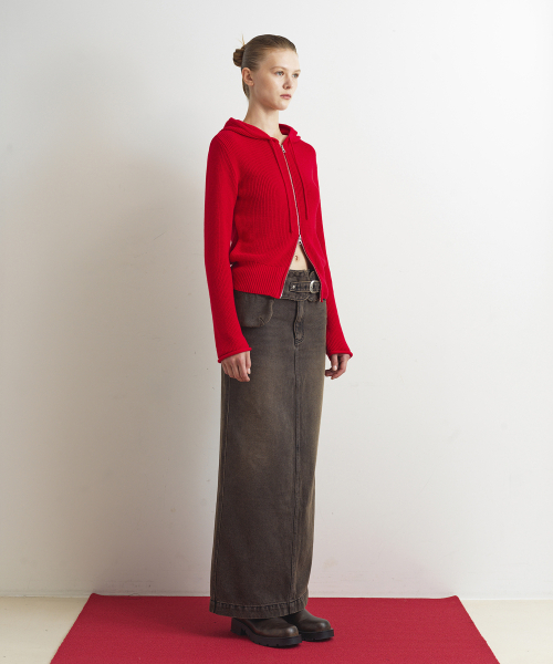 AOPT(アオプト)の「KNIT HOODIE ZIP-UP - RED(パーカー・レディース・その他・SMALL/MEDIUM)」の4枚目の写真