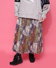 iS ScoLar | 553263：豊穣と繁栄柄スウェードポンチプリーツスカート(スカート)