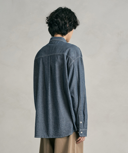 DECET（デケト）の「Chambray Over Shirt DCSH008Blue（シャツ/ブラウス・メンズ・その他・SMALL/MEDIUM/LARGE）」の5枚目の写真