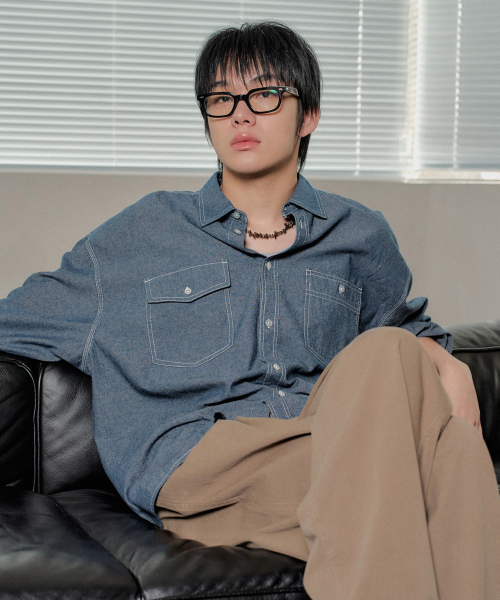 DECET（デケト）の「Chambray Over Shirt DCSH008Blue（シャツ/ブラウス・メンズ・その他・SMALL/MEDIUM/LARGE）」の6枚目の写真