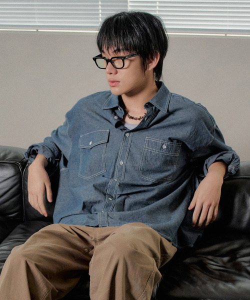 DECET（デケト）の「Chambray Over Shirt DCSH008Blue（シャツ/ブラウス・メンズ・その他・SMALL/MEDIUM/LARGE）」の7枚目の写真