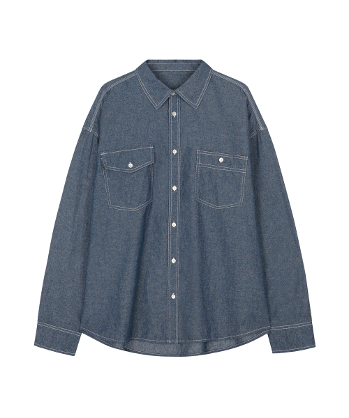 DECET（デケト）の「Chambray Over Shirt DCSH008Blue（シャツ/ブラウス・メンズ・その他・SMALL/MEDIUM/LARGE）」の8枚目の写真