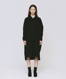 コットンスリットシャツワンピースブラック
