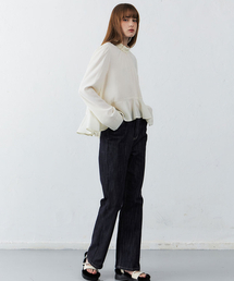 24 Winter_ Indigo Boots Cut Fluffy Jeans