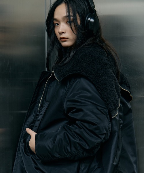 CLANE（クラネ）の「【CLANE/クラネ】《STUDIOUS別注》ONLINE限定復刻 BALLOON DESIGN HOODED N3B/バルーンデザインフーディッドN3B（ミリタリージャケット・レディース・ブラック/カーキ・1/2）」の8枚目の写真